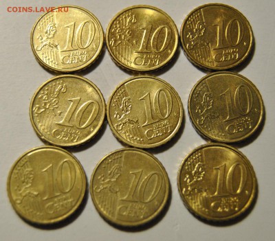 10 евро центов 2000-2012 Кипр, Бельгия, Финляндия 9 монет - DSC_1763.JPG