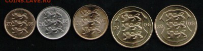 ЭСТОНИЯ НАБОР 10 СЕНТИ-1 КРОНА 2006-10 UNC - 001