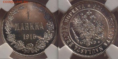 Монеты для Финляндии 1 и 2х марочки и пенни. - 1915-ms66