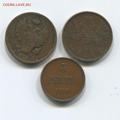 5 пенни 1910 и 2х2копейки, на оценку - 5пенни