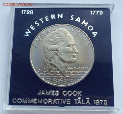 Крона Шайба Самоа 1 Тала 1970 путешествие Кука коробка - krona_shajba_samoa_1_tala_1970_200_let_puteshestvijam_kapitana_kuka_pamjatnaja_korobka