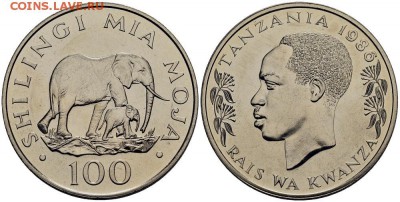 Танзания 100 шиллингов 1986 Природоохрана Слон Фауна - tanzanija_100_shillingov_1986_prirodookhrana_slon_fauna