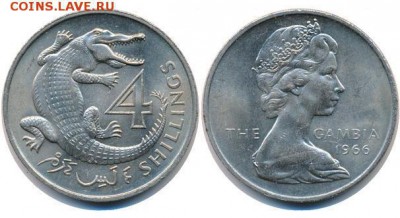 Гамбия 4 шиллинга 1966 крокодил - 1109130b