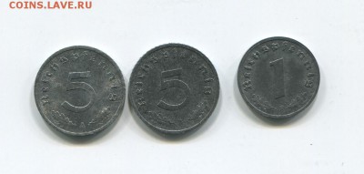 5 пфенигов 1947,1948 и 1 пфениг 1945 - цинк