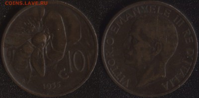 ФИКС! 20 монет мира до 1950 года №2 - Италия 10 чентезимо 1935 =65