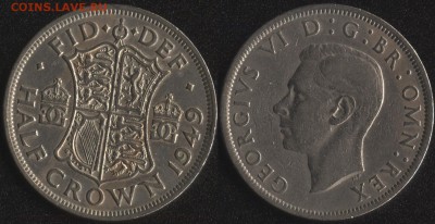 ФИКС! 20 монет мира до 1950 года №2 - Великобритания 1-2 кроны 1949
