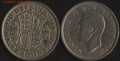 ФИКС! 20 монет мира до 1950 года №2 - Великобритания 1-2 кроны 1948