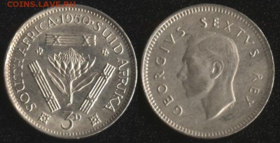 ФИКС! 20 монет мира до 1950 года №5 - Южная Африка 3 пенса 1950 120