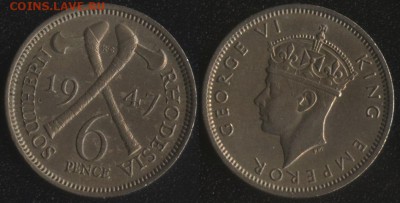 ФИКС! 20 монет мира до 1950 года №5 - Южная Родезия 6 пенсов 1947