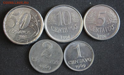 С 1 РУБ. БРАЗИЛИЯ  5 разных  монет до 25.11. в 22-00 - IMG_9487