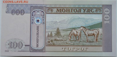 МОНГОЛИЯ - 100 тугриков 2008 г. пресс до 27.11 в 22.00 - 2.JPG