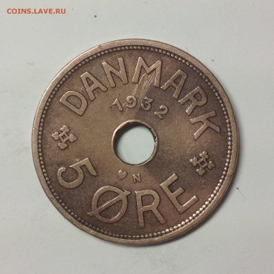ДАНИЯ. 5 оре. 1932г. ( бронза ) - 9 (26)