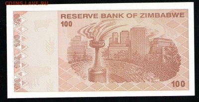 ЗИМБАБВЕ 100 ДОЛЛАРОВ 2009 UNC - 12 001