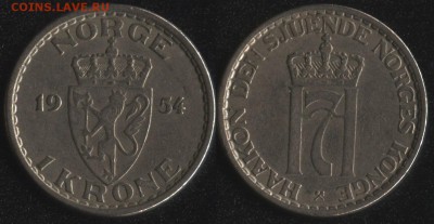 Норвегия 1 крона 1954 до 22:00мск 01.12.17 - Норвегия 1 крона 1954