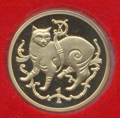 Кошки на монетах - Мэн-1980-золото-1