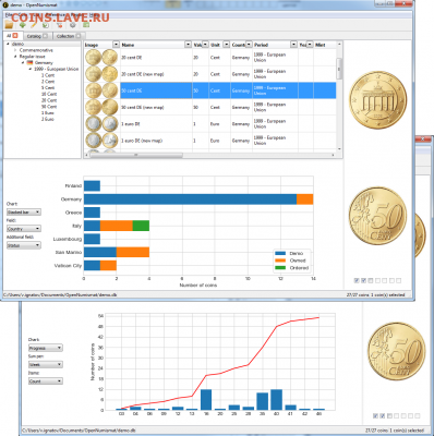 OpenNumismat - screenStatistics