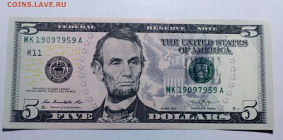 5 долларов США 2013 без обращения до 01.12.17 22:10 - 5$ (2)
