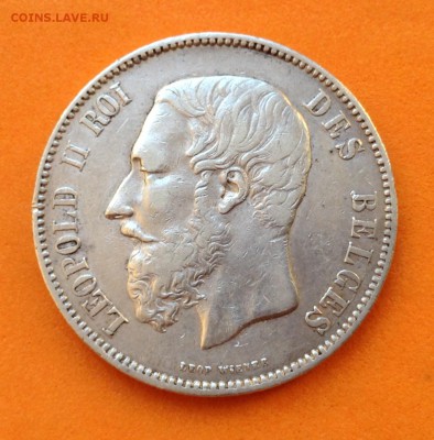 5 франков Бельгия 1873г, до 03.12.17 г - image
