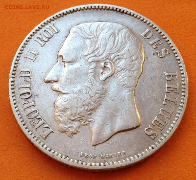 5 франков Бельгия 1873г, до 03.12.17 г - image