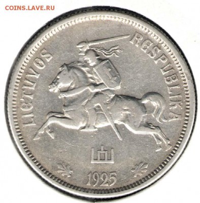 Литва, 5 лит 1925. С 700. До 01.12 - 038