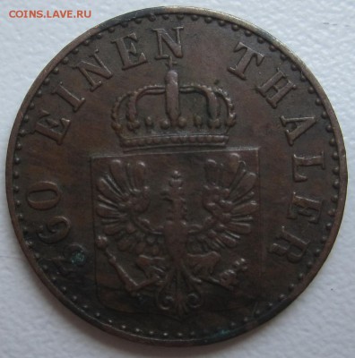 Пруссия. 1 пфеннинг 1853 года. До 3.12.17 20.00 МСК - 1 пфеннинг 1853 года. Пруссия. Реверс..JPG