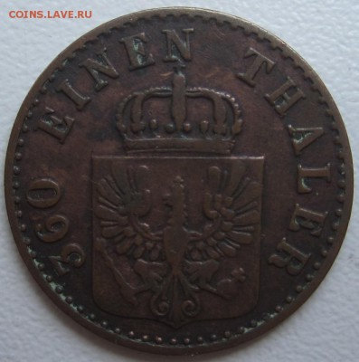 Пруссия. 1 пфеннинг 1854 года. До 3.12.17 20.00 МСК - 1 пфеннинг 1854 года. Пруссия. Реверс..JPG