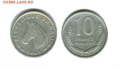 Мали 10 франков 1961 до 22.00 мск. 05.12.17 год - мали 10 франков 1961