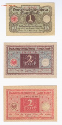 Германия,  1 и 2 марки, 1920, UNC, ПРЕСС. - 1,2 марки 1№2.