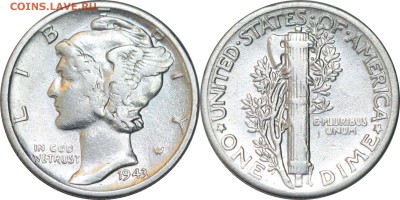 10 центов 1943. США, до 7.12.17 в 23.00 мск.. - 337