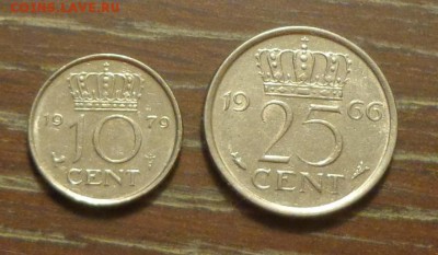 НИДЕРЛАНДЫ - 10 и 25ц Юлиана до 10.12, 22.00 - Нидерланды 2 шт. королева Юлиана_1