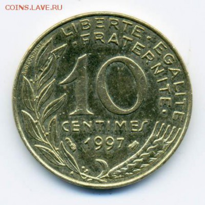 Франция 10 сантимов 1997 - Франция_10сант-97_Р