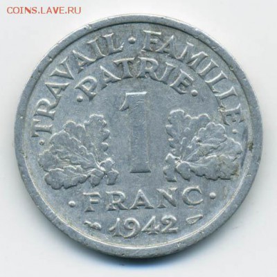 Франция 1 франк 1942 - Франция_1942-1франк_Р