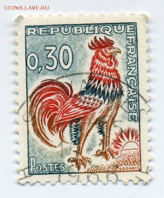 Франция, 1966, Гальский петух - почта-марка_Франция-1966_Гальский-петух_гаш
