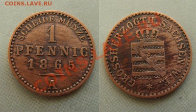 - Германия - Саксония 1 пфенниг  1865 до 25.03.11 - Coin927(1)