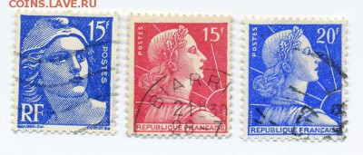 Почта Франции 50-х - почта-марка_Франция_51-55-57_гаш