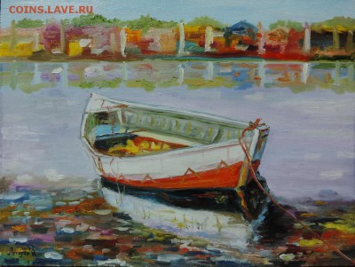КАРТИНА   "Лодка у берега" холст,масло. - DSCN5564