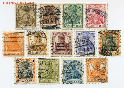 Почтовый стандарт Германской Империи - почта-марки_Германия-стандарт_13шт-гаш