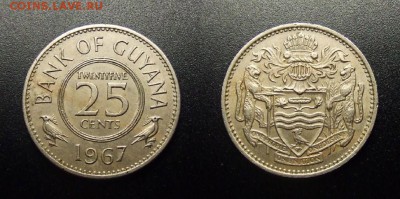 МОНЕТЫ МИРА 12-17 - Гайана – 25 центов (1967)