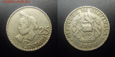 МОНЕТЫ МИРА 12-17 - Гватемала – 25 сентаво (1969) «Индеец»