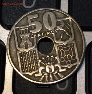 50 centimos 1949 года Якорь - Испания с рубля до 13.12.2017 - 50 сентим