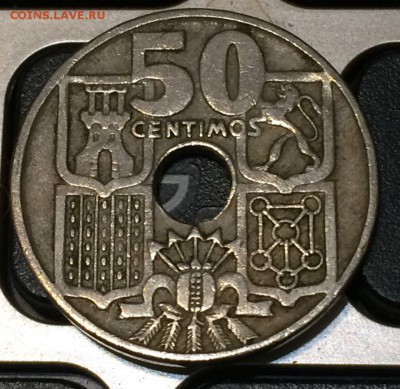 50 centimos 1949 года Якорь - Испания с рубля до 13.12.2017 - 50 сентимо