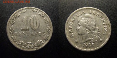 МОНЕТЫ МИРА 12-17 - Аргентина – 10 сентаво (1938)