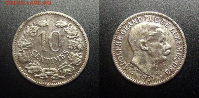 МОНЕТЫ МИРА 12-17 - Люксембург – 10 сантимов (1901) «Адольф – великий герцог Люксембургский»