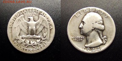 МОНЕТЫ МИРА 12-17 - США – 1 квотер (25 центов) (1944) (Аg)