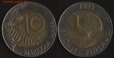 Финляндия 10 марка 1993 БИМ! ГЛУХАРЬ до 22:00мск 18.12.17 - Финляндия 10 марка 1993 БИМ! ГЛУХАРЬ