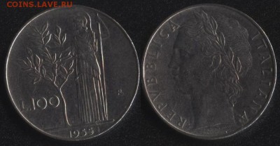 Италия 100 лир 1955 до 22:00мск 18.12.17 - Италия 100 лир 1955