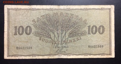100 марок 1955г Финляндия - image