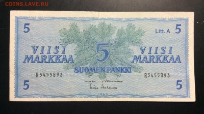 5 марок 1963г Финляндия - image