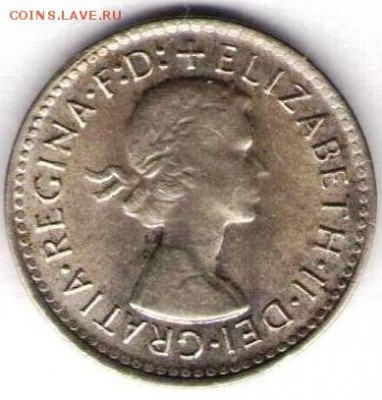 Австралия. 3 пенса Елизаветы 1962г. Серебро - 4.3 пенса 1962б