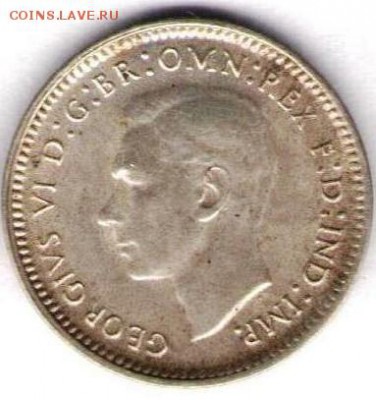 Австралия. Три пенса Георга 1944г.Серебро - 3.3 пенса 1944б